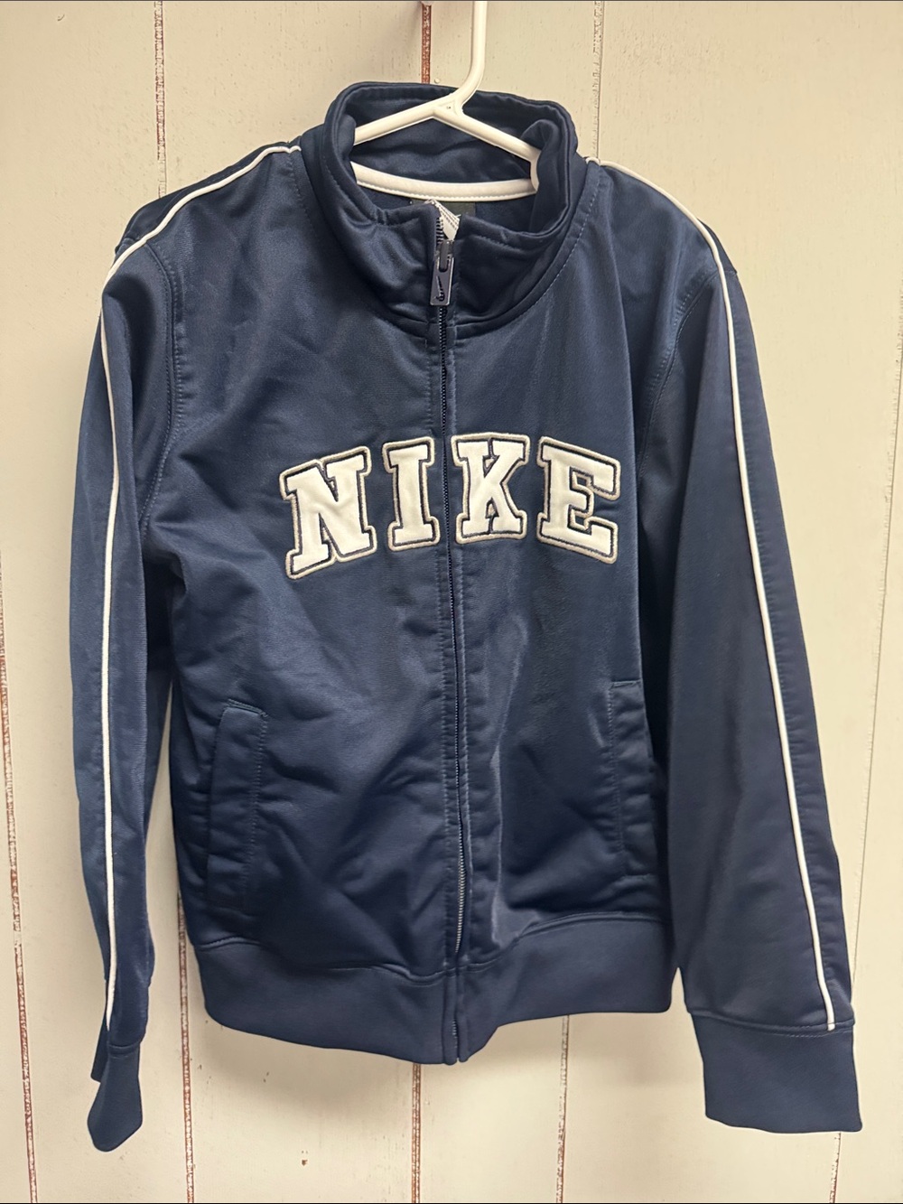 Nike Kids Navy Track Jacket with White Piping